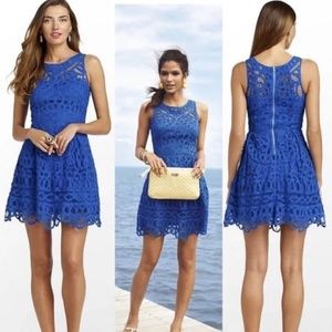 Lilly Pulitzer Foley Dress in Embroidered Royal Blue Size Medium